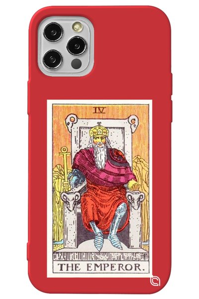 WANNA PROTECT iPhone 13 Pro Red Premium Velvet Inside Tarot Emperor Patterned...