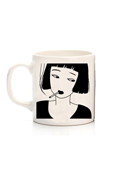 ART HEDİYE كوب Genki Smoking Girl مطبوع على الجانبين