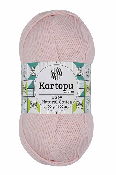 Kartopu Ață de tricotat manual din bumbac natural pentru bebeluși, roz pudrat...