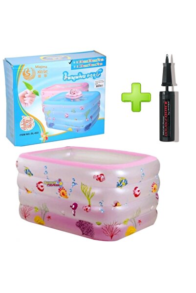 Miajima Şeffaf Balık Desenli Oval Şişme Derin Havuz 4 Boğumlu 140 X 100 X 70 Cm +pompa Pembe Renk