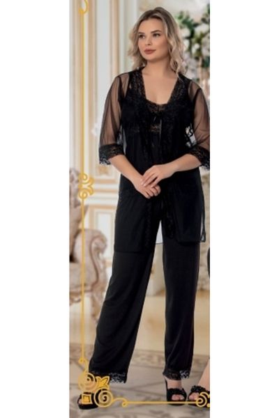 JENİKA Set pijama 3 piese pentru femei, cu dantelă