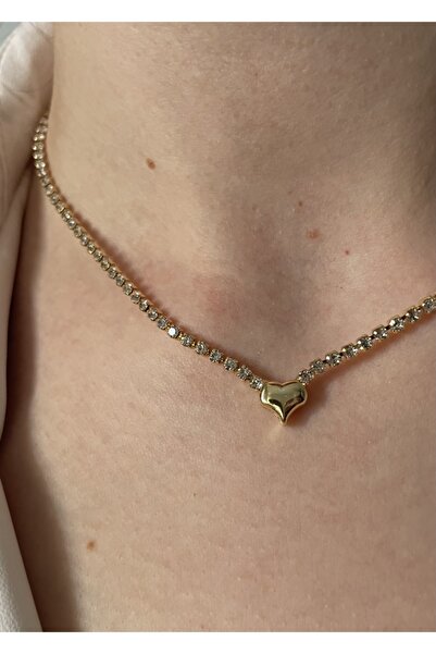 KİLİGİSTANBUL Gold Renk Kalp Su Yolu Kolye