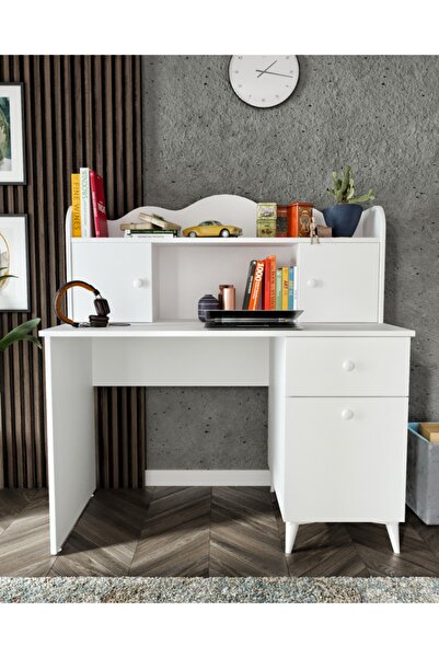 KZNMOB HOME Akasya Çalışma Masası, Bilgisayar Masası, Ofis Masası Beyaz - Tamamı 1. Kalite Mdf