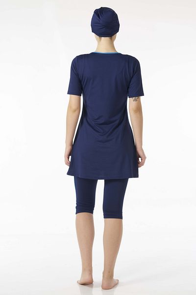 Estiva Women's Half Sleeve Tights Swimsuit - Navy Blue