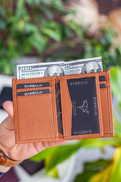 Garbalia Ανδρικό πορτοφόλι Tan Franklin από γνήσιο δέρμα