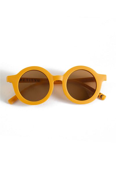 Petityu 3-8 Years Old Yellow Children's Sunglasses 400 UV Protection Round Cir2030