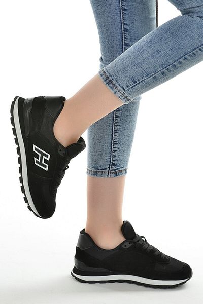 Hammer Jack Black - Unisex Lace-up Genuine Leather Sneakers