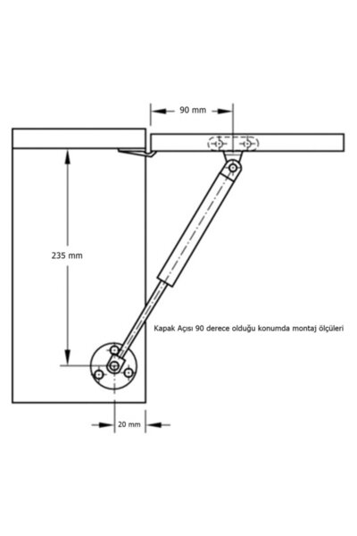 EYM 120 N Gazlı Amortisör Piston Kalkar Dolap Kapakları Için 27 Cm Gri