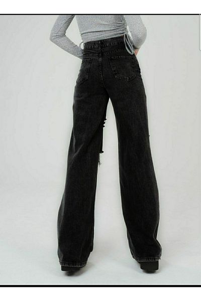 Trn JNS Pantaloni negri Palazzo Loose Jean cu talie extra înaltă Eyşan anii 90