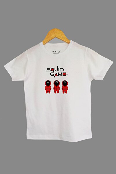 Raf Coll Tricou cu imprimeu digital în față pentru jocul calmar pentru copii