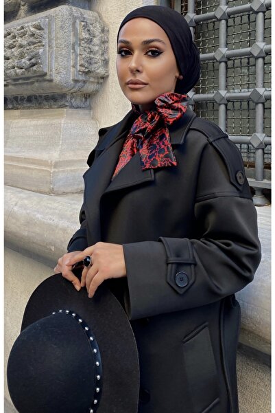 OOTD Kadın Uzun Siyah Trençkot