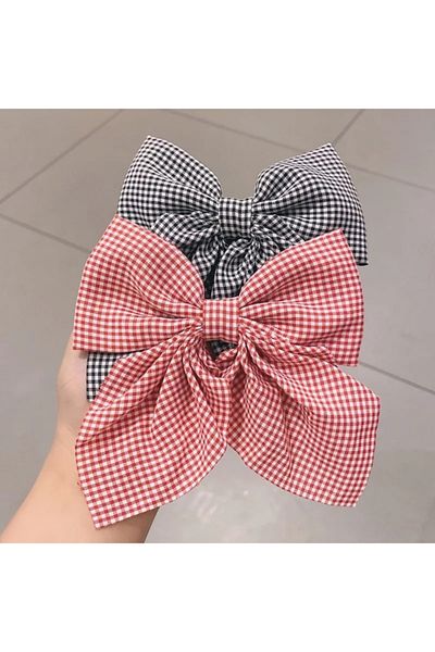 MİNELLASTORE Minella Store 2 Pieces Black and Red Bow Children's Gift School Accessory Buckle