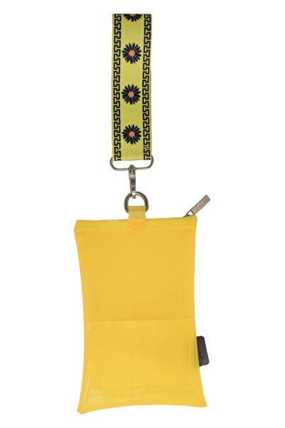 Bakras Papatya Tutma Saplı Sarı Yarı Şeffaf Çok Amaçlı Telefon Çantası