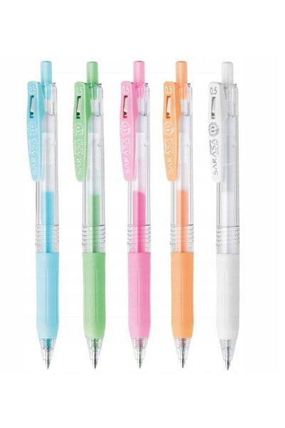 Zebra Sarasa Clip Gel Roller Pen 5-Piece Milk Color Set 0.5mm