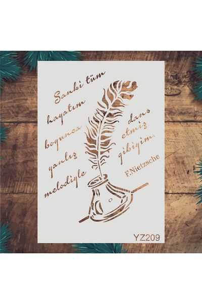 STENCİLTASARIM Stencil Design Yz209 Turkish Handwriting - Decorative Wall, Item, Fabric Painting Templates 21x30 Cm