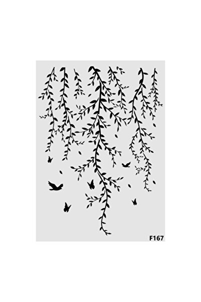 STENCİLTASARIM Stencil Tasarım F167 Sarmaşık - Dekoratif Duvar, Eşya,kumaş Boyama Şablonları 25x35 Cm
