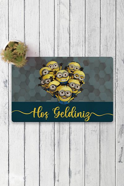 Vagonik Minions Welcome Digital Printed 50x70cm Decorative Multi-Purpose Indoor and Outdoor Door Mat
