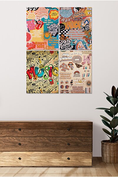 Cadran 4 Parçalı Çerçeve Görünümlü Mdf Tablo Seti Dnu077