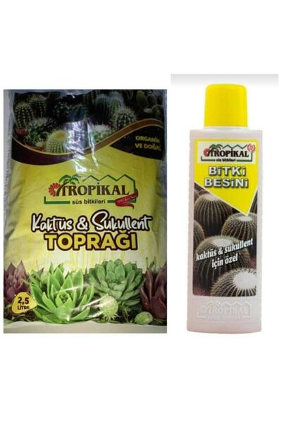 TROPİKAL K Kaktüs Sukulent Toprağı 3 Litre Ve Kaktüs Besini 225 Ml Kaktüs Bakım Seti