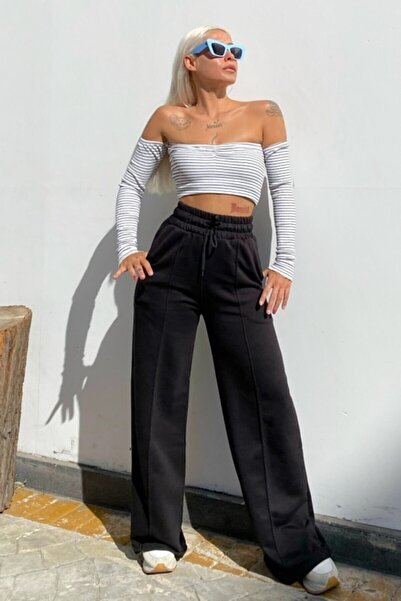 CNG MODA Φούτερ με ψηλόμεσο ριγέ πόδι