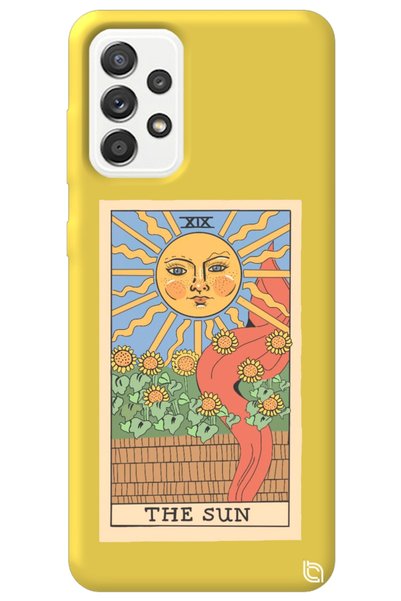 WANNA PROTECT Samsung Galaxy A72 Yellow Premium Velvet Inside Tarot Sun Patte...