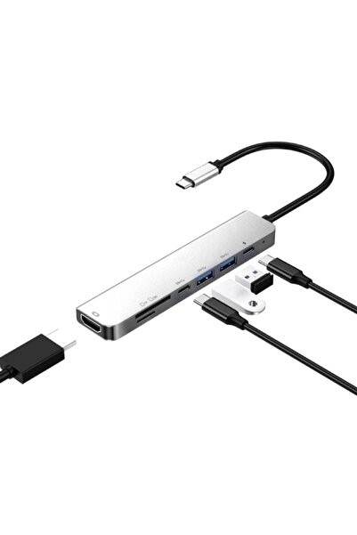 Grc Accessory Sd Usb Type-c Hub Hdmı Girişli Macbook Ipad Samsung S8 S9 S10 S...