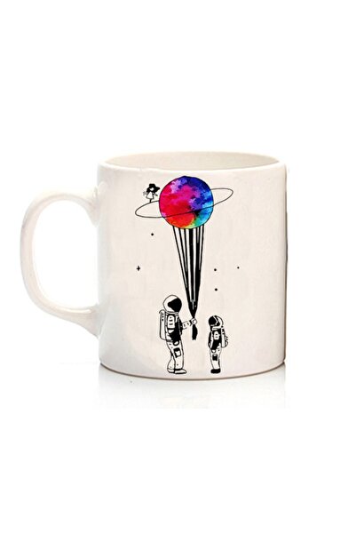 ART HEDİYE كوب رائدات فضاء يحمل كوكب زحل مطبوع على الجانبين