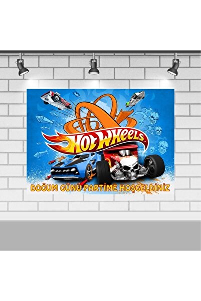 Parti Furyası Hot Wheels Doğum Günü 100x140 Cm Hot Wheels Doğum Günü Afişi