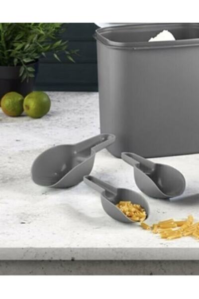 VİP AHMET 4.5 litre  Orta Boy Kürek Hediyeli Gri Masal Un Bakliyat Saklama Kabı