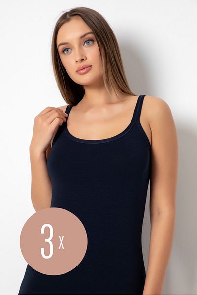 Ay&Min Women's Black 3-Pack Cotton Strap Tank Top 5750