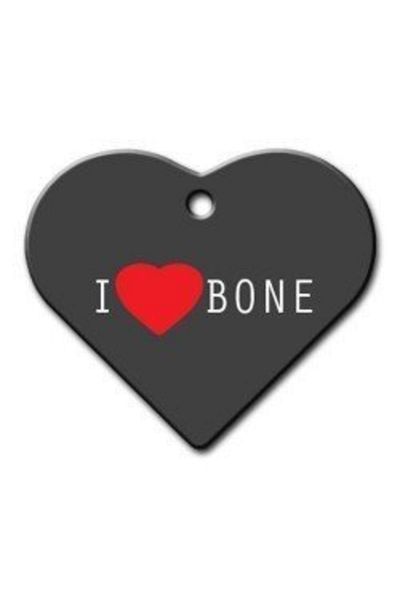 Pet Tag Art I Love Bone Wide Heart Cat Dog Tag