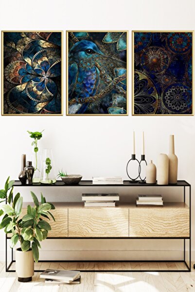 Linacci Σετ ζωγραφικής αφίσας με γυαλί με μεταλλικό πλαίσιο από τριπλό χρυσό αλουμίνιο