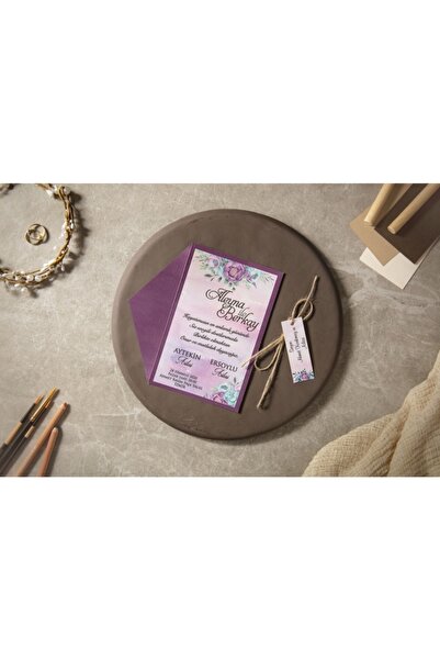 İKLİM DAVETİYE Fenomen Nikah Nişan Düğün Davetiyesi 7004 - 100 Adet