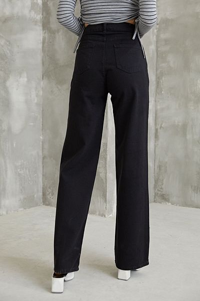 Trn JNS Pantaloni negri Palazzo Loose Jean cu talie extra înaltă Eyşan anii 90