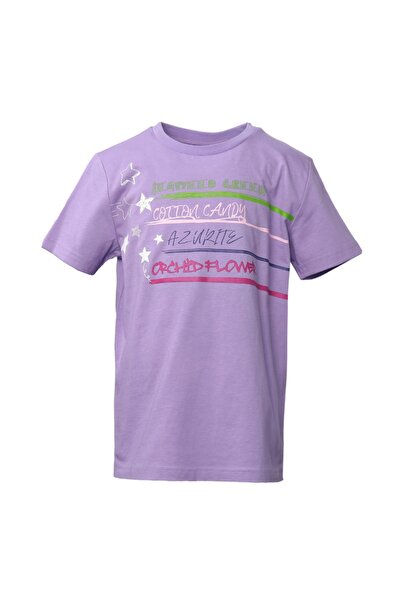 hummel 911500-2102 Μπλουζάκι για κορίτσια με λαιμόκοψη κανονική εφαρμογή με τύπωμα μωβ