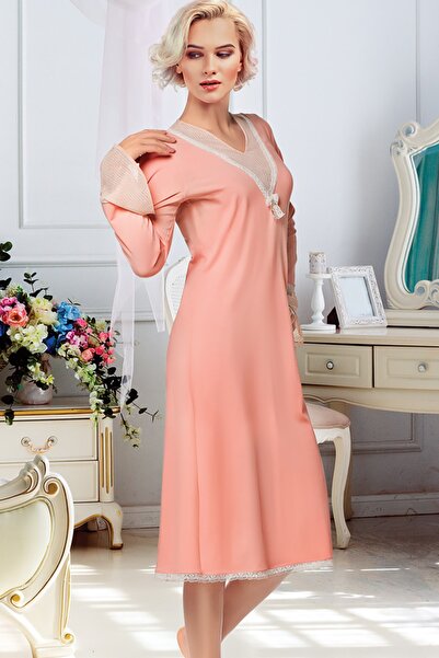 Doremi Long Sleeve Combed Cotton Nightgown