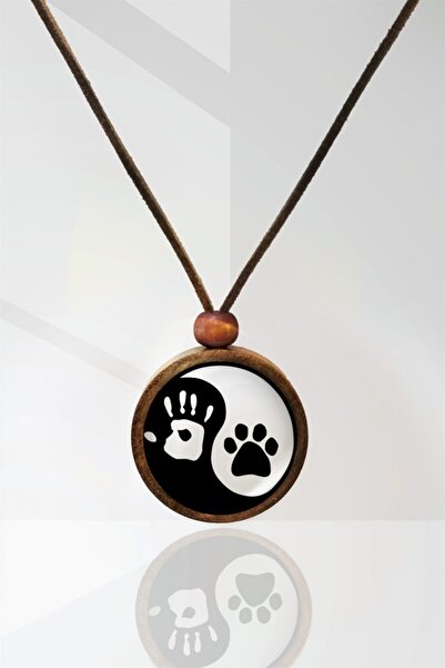 Tahtakolik قلادة خشبية بتصميم يين يانغ