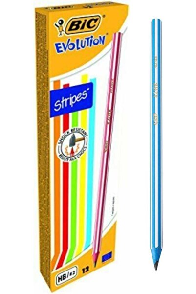 Bic Evolution Hb/2 Köşeli Kurşun Kalem 12 Adet Renkli Gövde