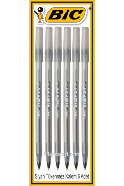 Bic Tükenmez Kalem Round Stick 1.0 Mm Siyah 6 Adet