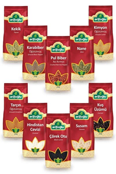 Arifoğlu Baharat Mega Set - 10 Adet Ürün IŞINLAMA YOKTUR.