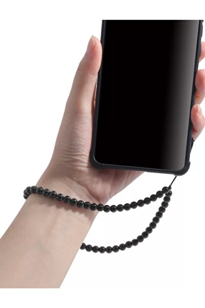 platin hediyelik Siyah Renk Telefon Askısı Telefon Charmı Doğal Taş