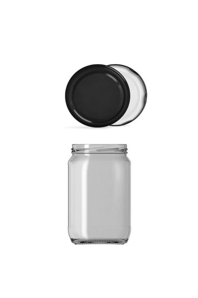 Paşabahçe 6-Piece Glass Jar 720 Cc with Black Lid