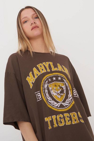 Machetta Μπλουζάκι με στάμπα Oversize καφέ