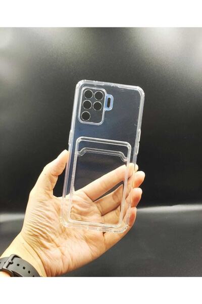 Oppo Reno 5 Lite Şeffaf Kartlıklı Darbe Emici Silikon Telefon Kılıfı