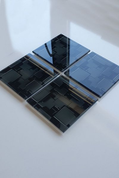 Decorita Glass Coaster| Set of 4 Black Cubes| 10cm X 10cm