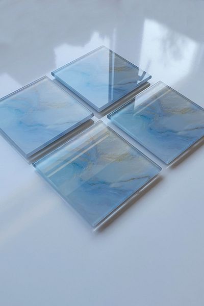 Decorita Glass Coaster| Set of 4 Supreme Marble| 10cm X 10cm