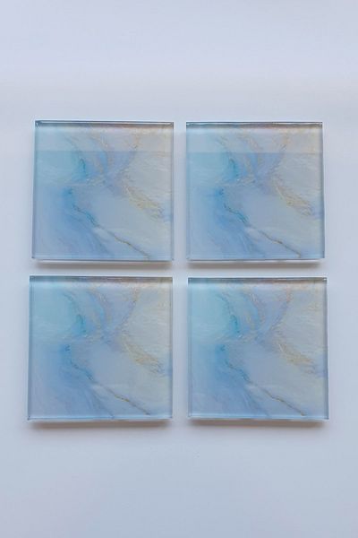 Decorita Glass Coaster| Set of 4 Supreme Marble| 10cm X 10cm