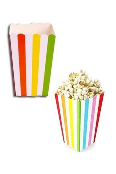 Big Party Colorful Striped Corn Box 8 Pieces