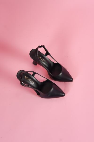DİVOLYA Duck Black Open Sided Heeled Shoes