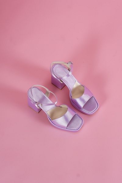 DİVOLYA Fell Lilac Satin Platform Heeled Casual Shoes